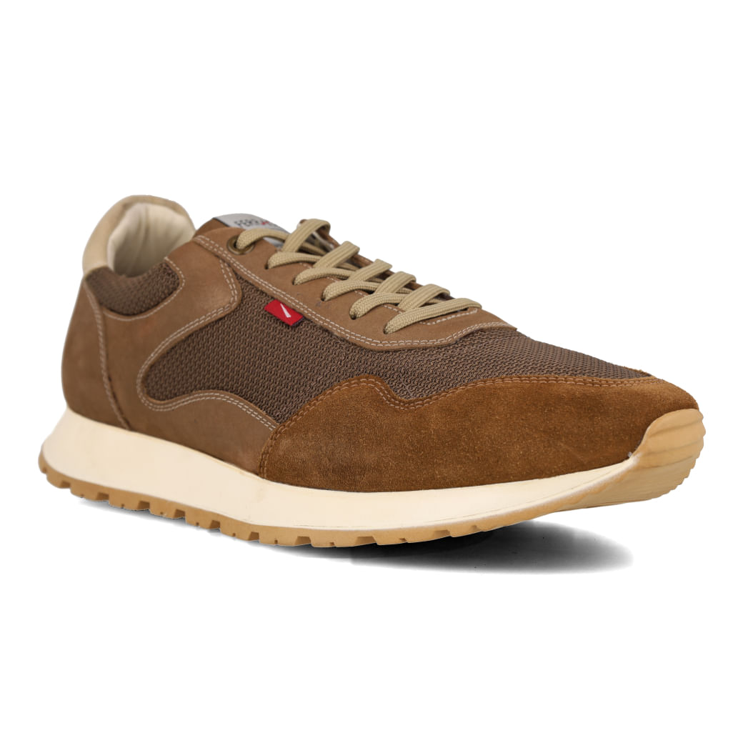 Tênis casual Ferracini masculino marrom vista lateral para ajuste